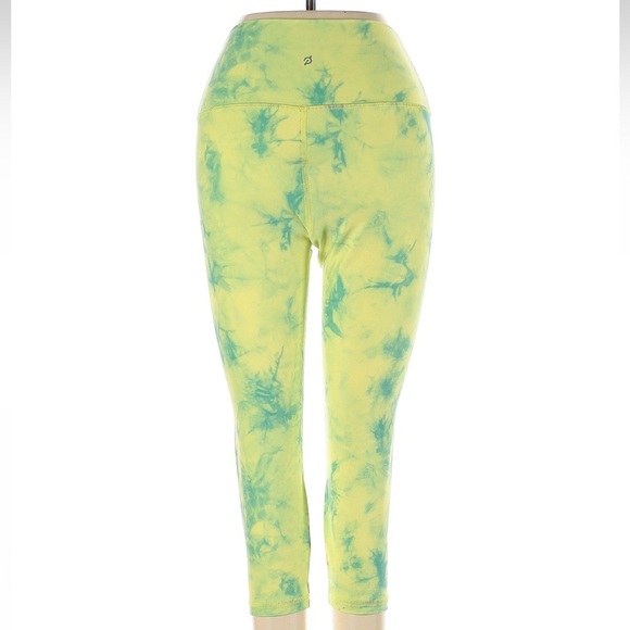 Peloton Cadent Capri Yellow and Green Tie-Dye Leggings Sporty Yoga Size XS NWT - Picture 4 of 8